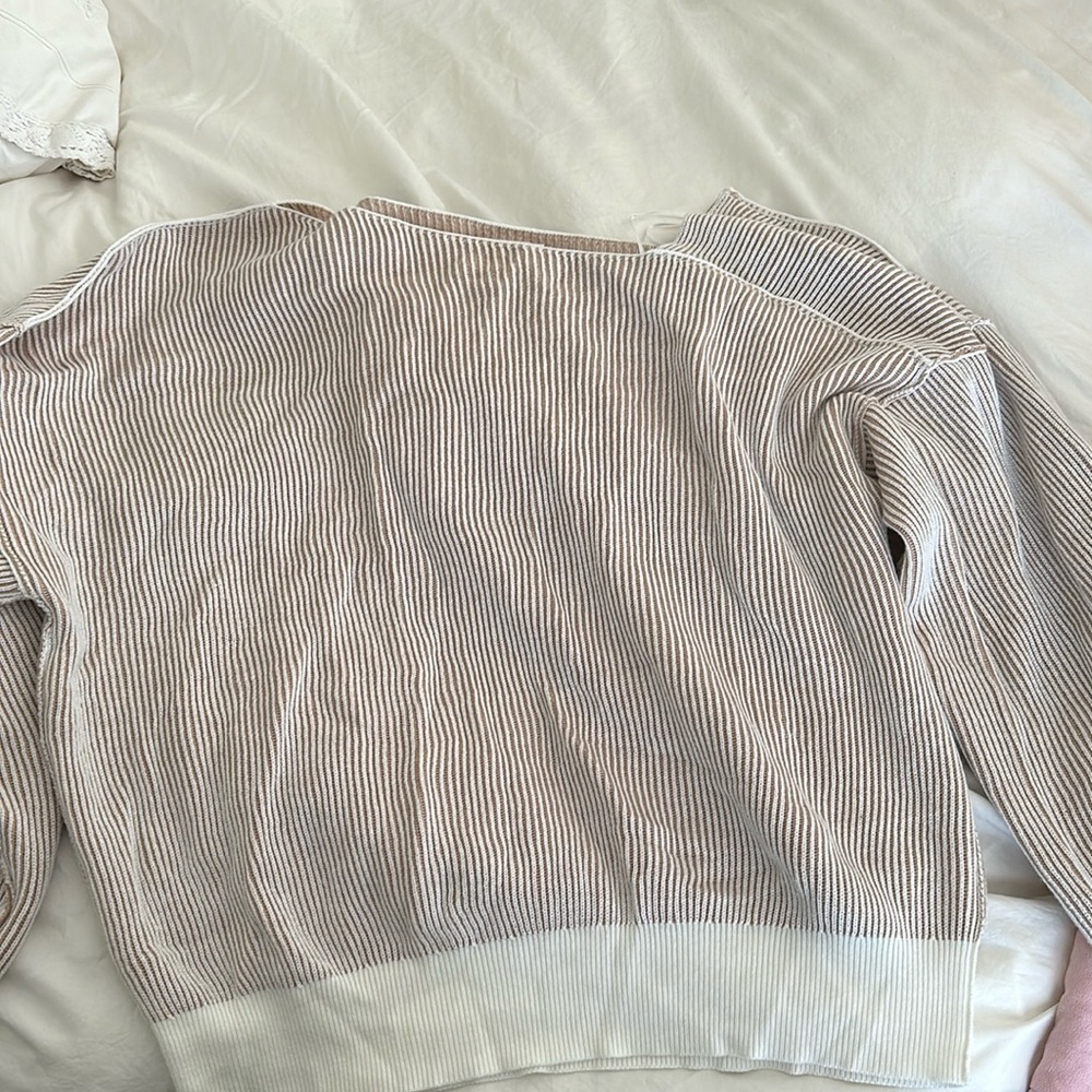 Light pink and white stripped asymmetrical sweater